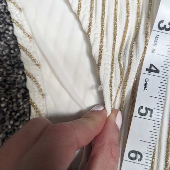 2 Piece Bikini White And Metallic Gold Sz XS Solid Stripped New W/ Tags Swimsuit - Picture 9 of 9